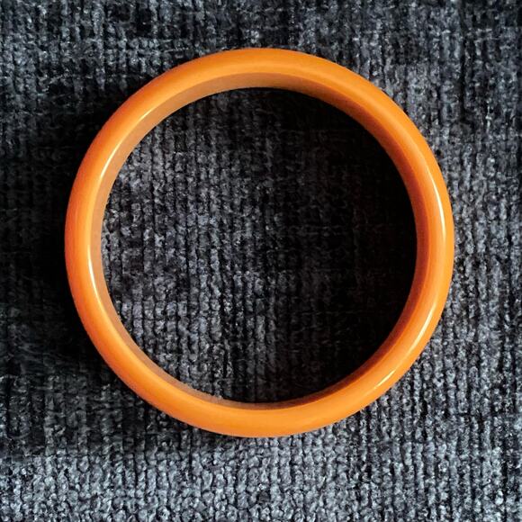 Chunky Bangle Bakelite Bracelet Caramel Butterscotch Orange Plastic - Picture 6 of 9